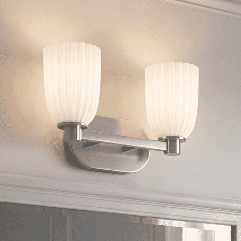 2-Light Bathroom Vanity Light in Satin Nickel, Satin Nickel, 2
