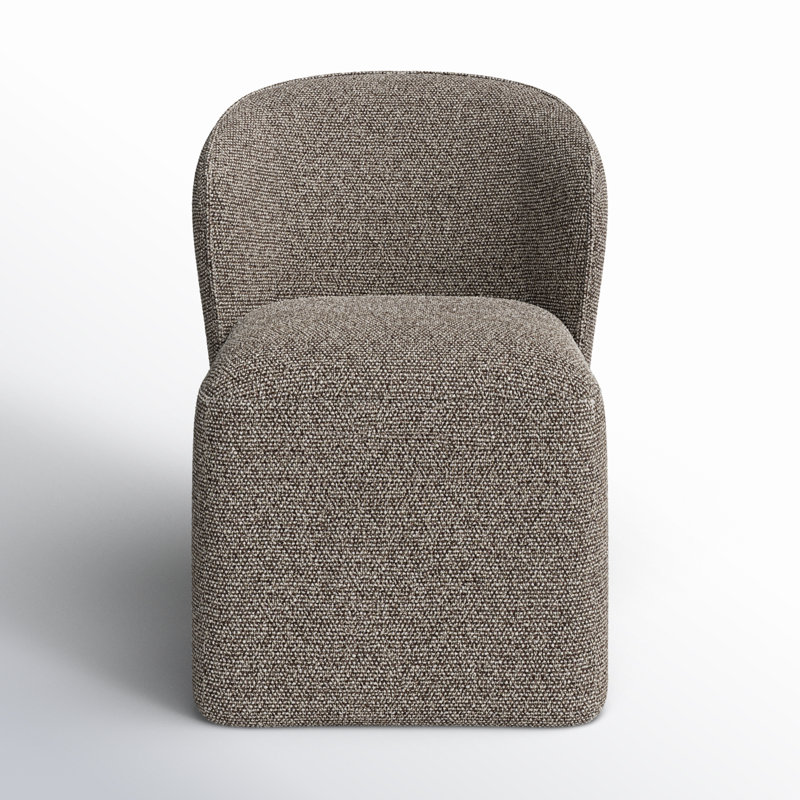 Niha Upholstered Dining Chair with Casters, Gellar Earth Tweed