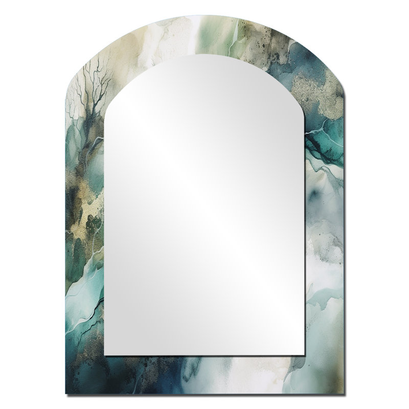 Miroir mural vert et bleu marbré Dreamscape I, 34 po x 25 po