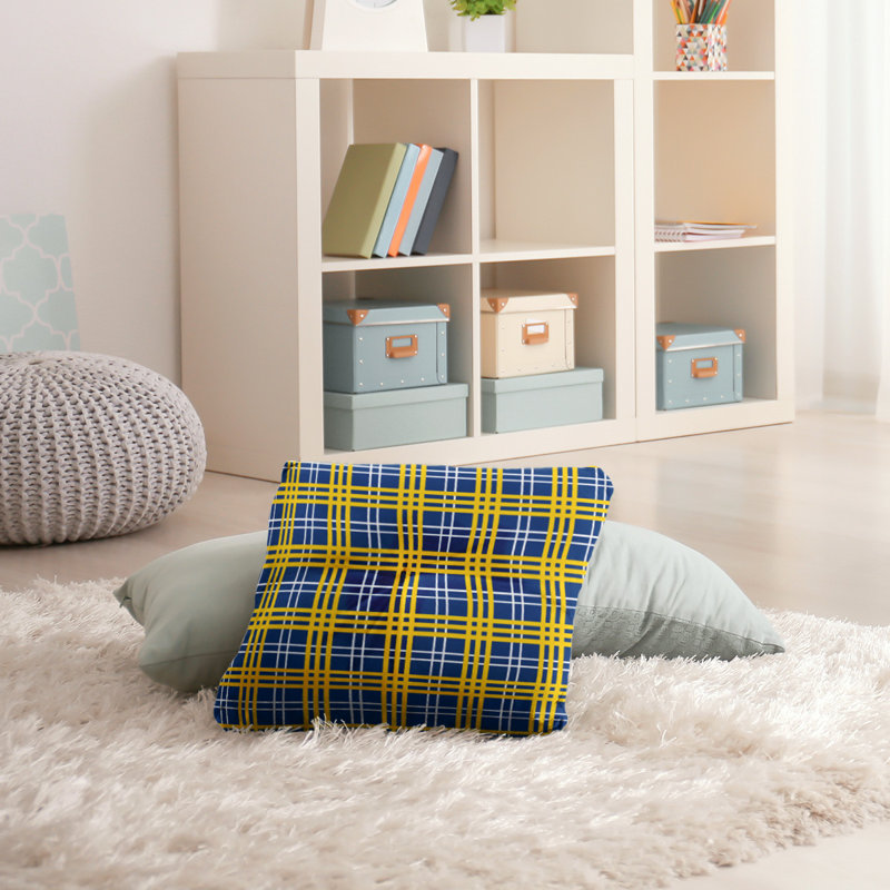 Housse de coussin carrée en forme de coussin de football LA throwback, 30 po x 30 po, Bleu royal / blanc / or