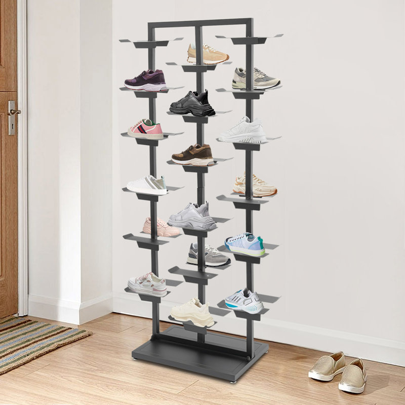 Support à chaussures (36 repose-chaussures), Noir