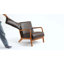 Chaise d'appoint Arsh avec coussin, revêtement en polyuréthane et pieds en bois d'hévéa-1382771122