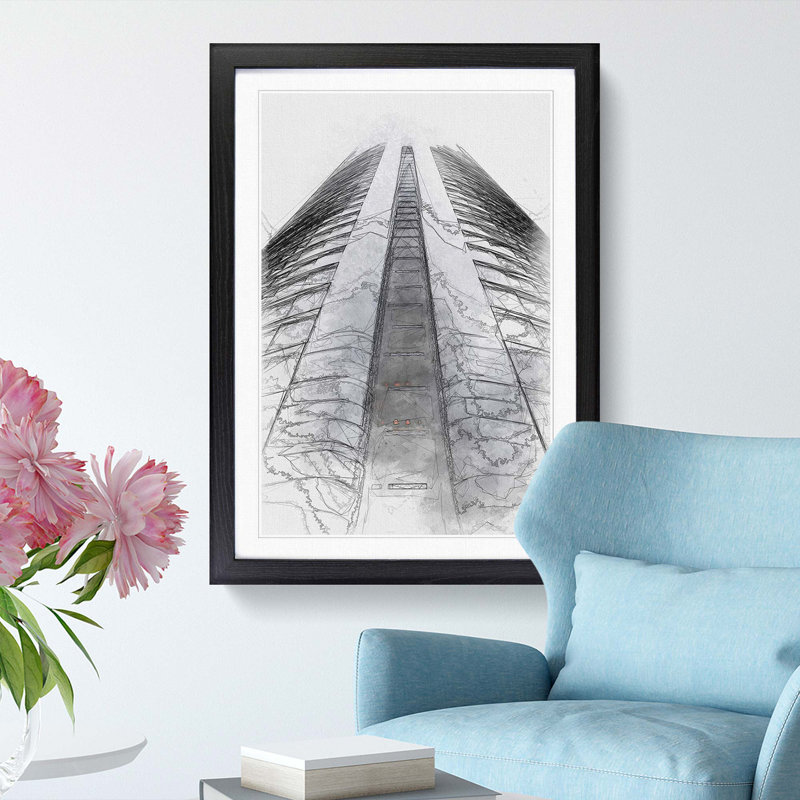 Sketching the Architecture Vol.50 - Picture Frame Drawing Print, 65cm H x 48cm W x 2cm D, Black Framed