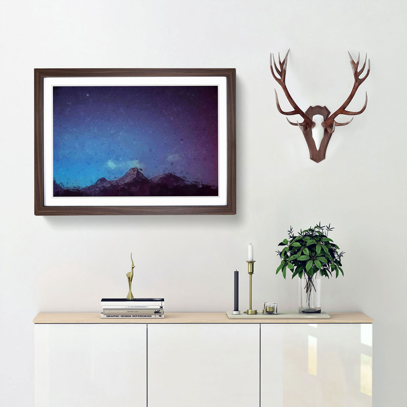 Stars Above the Mountains in Nepal - Picture Frame Graphic Art Print, 36cm H x 48cm W x 2cm D, Walnut Framed