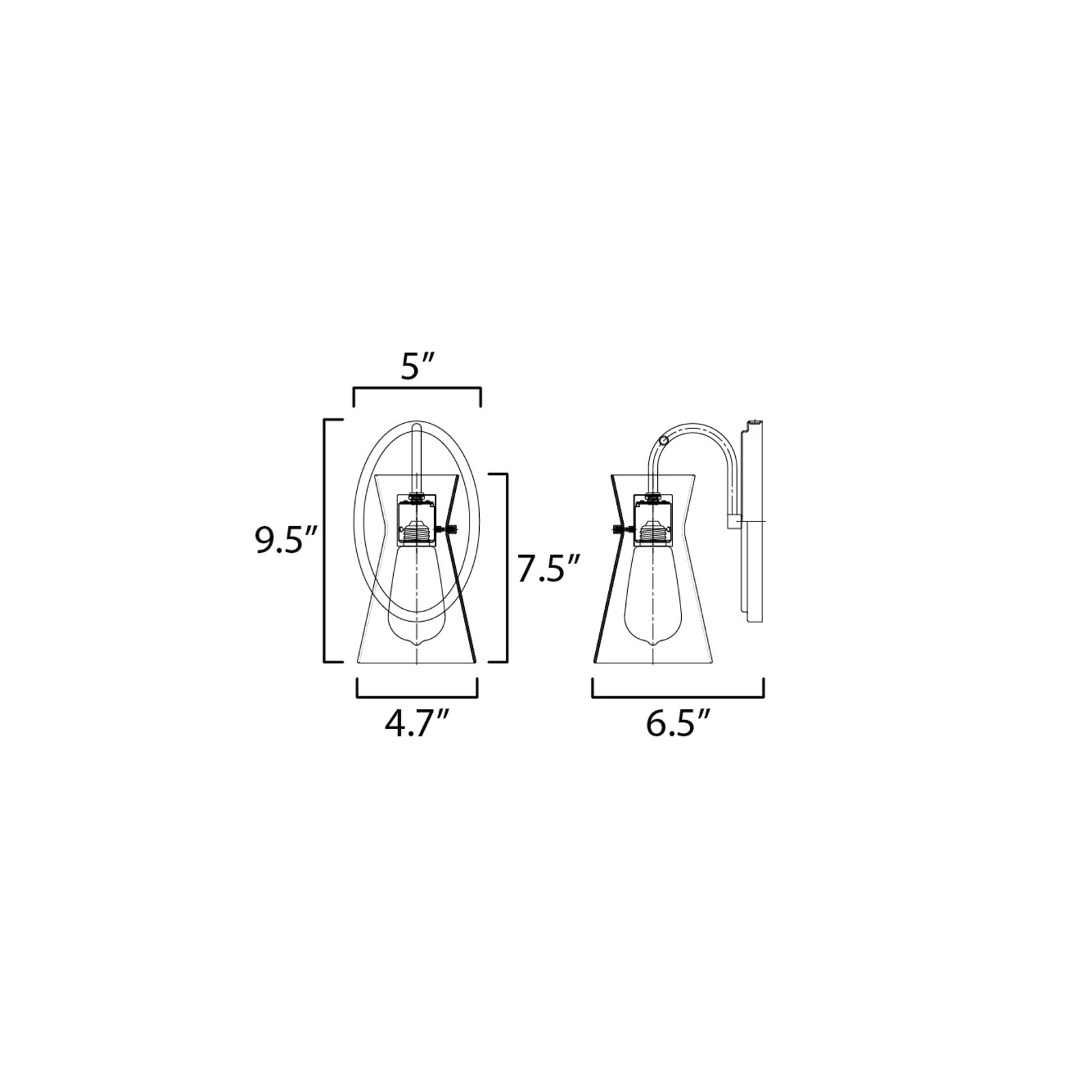 Single Transparent Dimmable Bath Sconce, Polished Chrome