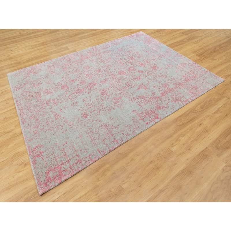 Tapis décoratif rose noué à la main unique 6 pi x 9 pi Charlierose