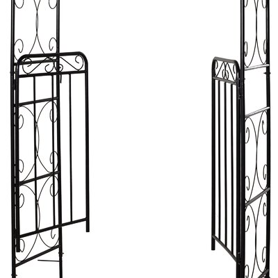 Outsunny 42.5'' W x 17.75'' D Metal Arbor with Gate in Black & Reviews ...