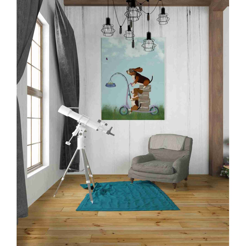Basset hound scooter, impression sur toile tendue, H 34 po x l 26 po x P 1,25 po