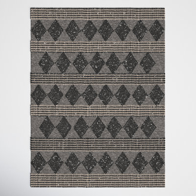 Altie Geometric Handmade Handwoven Area Rug in Charcoal/Beige
