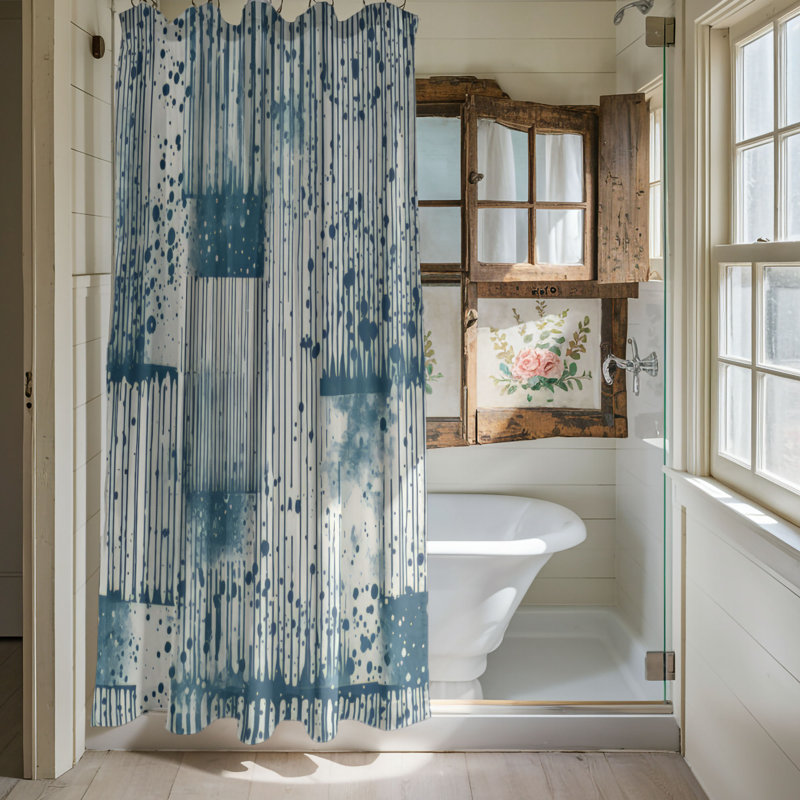 Watercolor Rain - Premium Shower Curtain, 74"H x 71"W