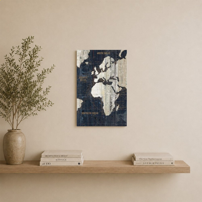 «Old World Map Blue» par Wild Apple Portfolio - impression sur toile, 30" H x 20" W, Does Not Apply