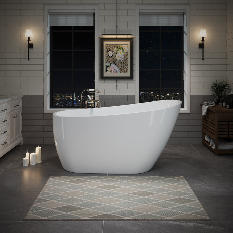 55.12'' x 29.13'' Soaking Acrylic Bathtub, Chrome