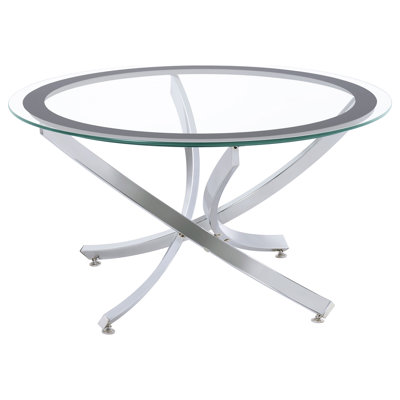 Brooke 2-Piece Round Glass Top Coffee Table Set Chrome -  Ivy Bronx, 00299C6B29BA4391B2DACE8A26E81139