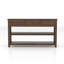 Console en bois avec 3 tiroirs, façades de tiroirs encastrées en bois aggloméré avec poignées en métal antique rétro, 2 tablettes de rangement ouvertes