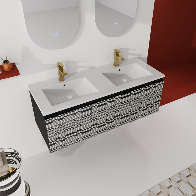 Dezhanae 47.6'' Double Bathroom Vanity with Ceramic Top