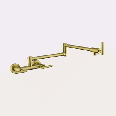 Pot Filler Faucets Both Hot Cold Water Wall Faucet Brass Faucets Kitchen Folding Kitchen Faucets Commercial Sink Faucet 3 Handles 2 Holes Joint Swing Arm Faucets