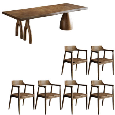 American style retro solid wood dining table set.