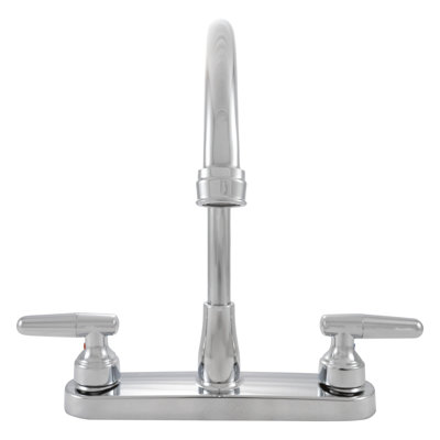FlowCurve 8 in. Centerset 2-Handle Standard Kitchen Faucet with Side Sprayer in Polished Chrome