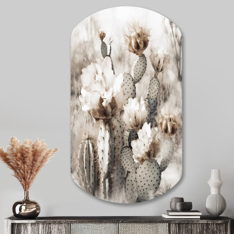 Tavonna - Art mural asymétrique en métal en forme de cylindre de cactus, H 43 po x l 23 po