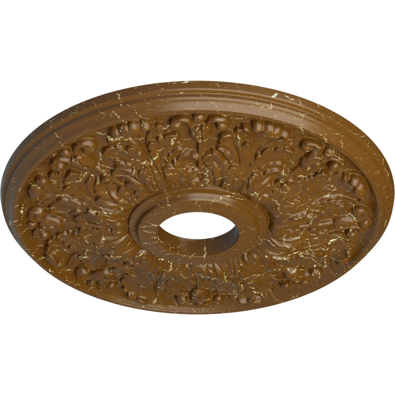 Médaillon de plafond Endurathane Apollo, DO 16 1/2 po x P 3 5/8 po x P 1 1/8 po (convient aux auvents jusqu'à 5 5/8 po), finition craquelée topaze fumée peinte à la main
