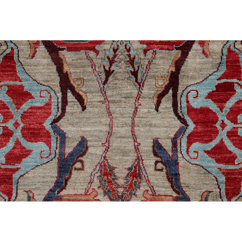 Tapis unique vert / rouge 11 pi 11 po x 14 pi 9 po