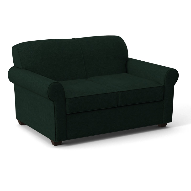 Finn 59" Rolled Arm Sofa Bed Loveseat with Reversible Cushions, Dillon Black, Cafelle