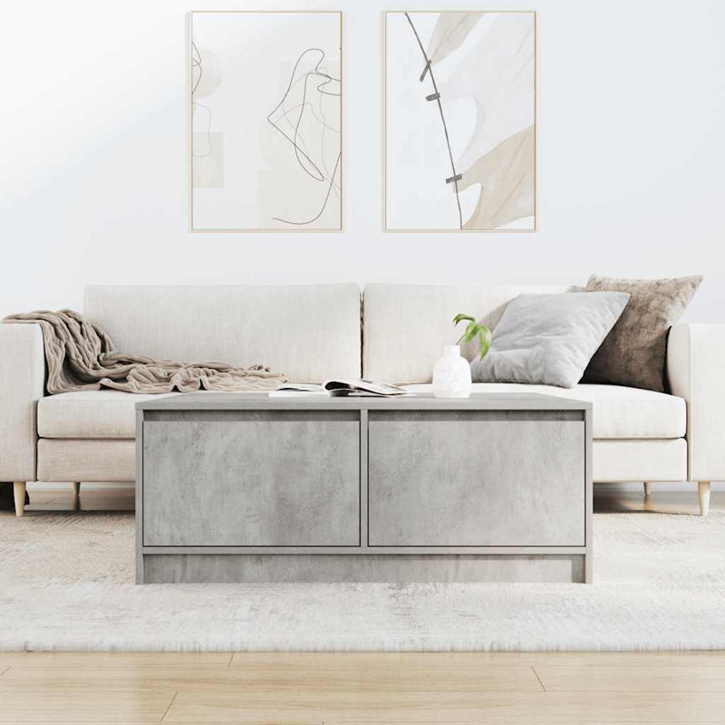Coffee Table with Storage, 40" H x 100" L x 100" W, Concrete Grey