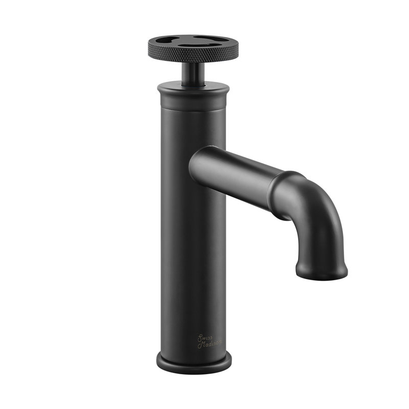 Robinet de salle de bain à un trou, poignée simple Avallon, Noir mat