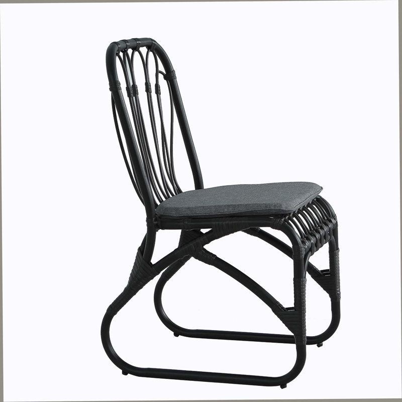 Ensemble de salle à manger d'extérieur en osier 7 pièces, table en rotin et chaises pour 6 pour terrasse, terrasse, porche, brun et noir