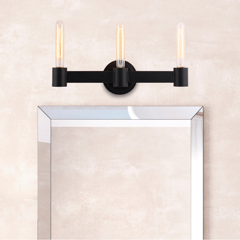 Matte Black Steel 3-Light Dimmable Vanity Light
