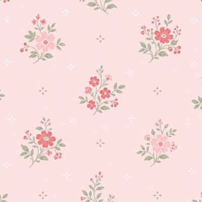 Papier peint autocollant à carreaux roses avec motif floral à carreaux de style rétro amovible mural auto-adhésif pour armoires de cuisine de chambre à coucher 24 po x 118 po