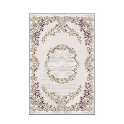 Stylish Woven Carpet, 4 x 6 Feet, 100% Polyester | Antibacterial, 3D Digital Printing, Non-Slip PVC Felt Dot Underside | Machine Washable, 0.4 in Pile Height, Perfect for Living Room & Bedroom Decor