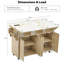 Îlot de cuisine cannelé 55,5 po avec 2 abattants, chariot de rangement de cuisine avec prise de courant, 4 portes, support à épices, table roulante pour îlot avec plateau en faux marbre, rebord courbé pour la cuisine, la salle à manger, naturel-640360000