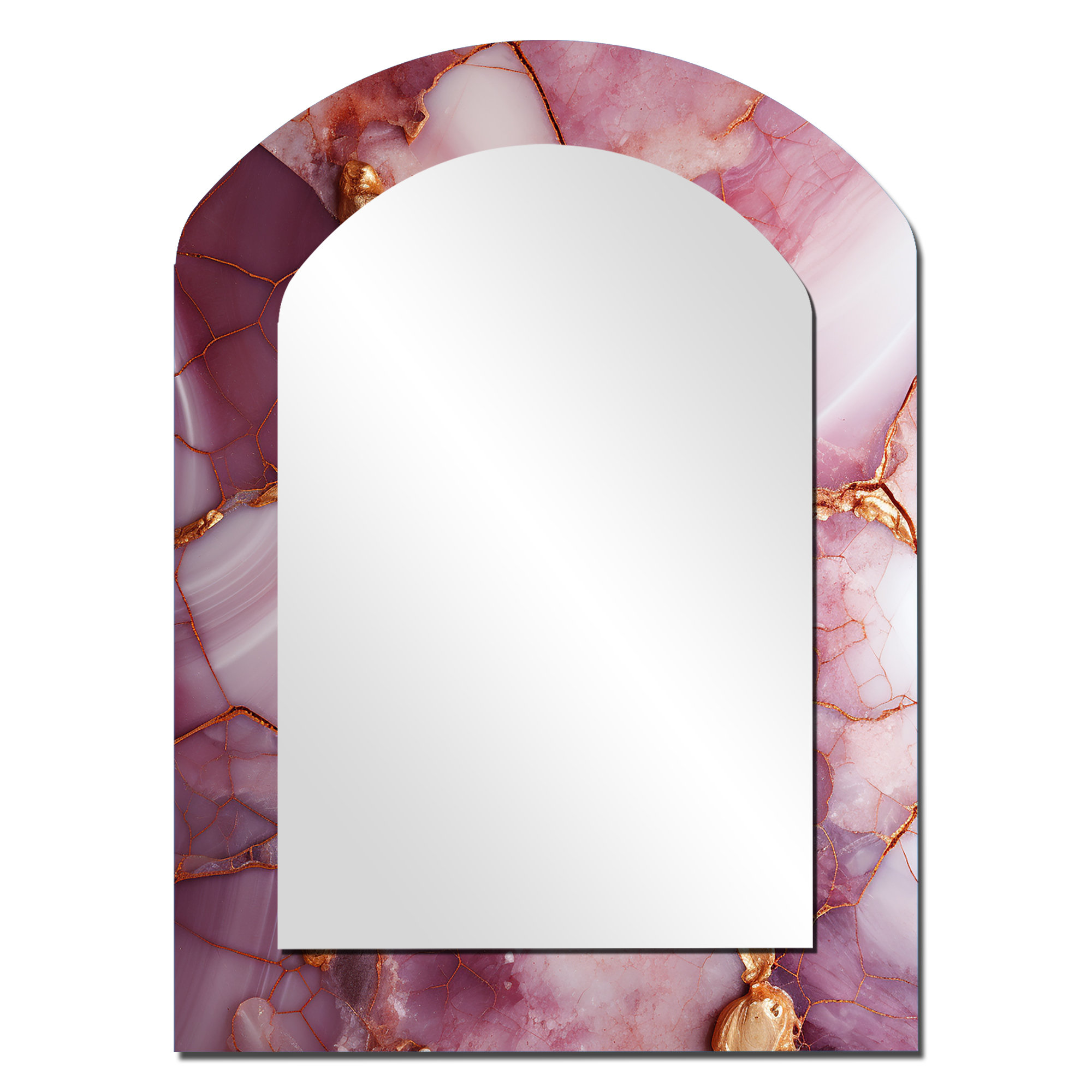 Mercer41 Pink and gold Marble river IV - Abstract Arch Wall Mirror ...