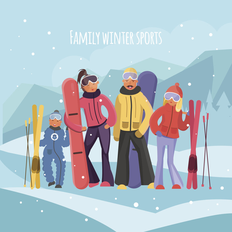 Skier Family On Vacation by Fleren - Wrapped Canvas Print, 30cm H x 30cm W