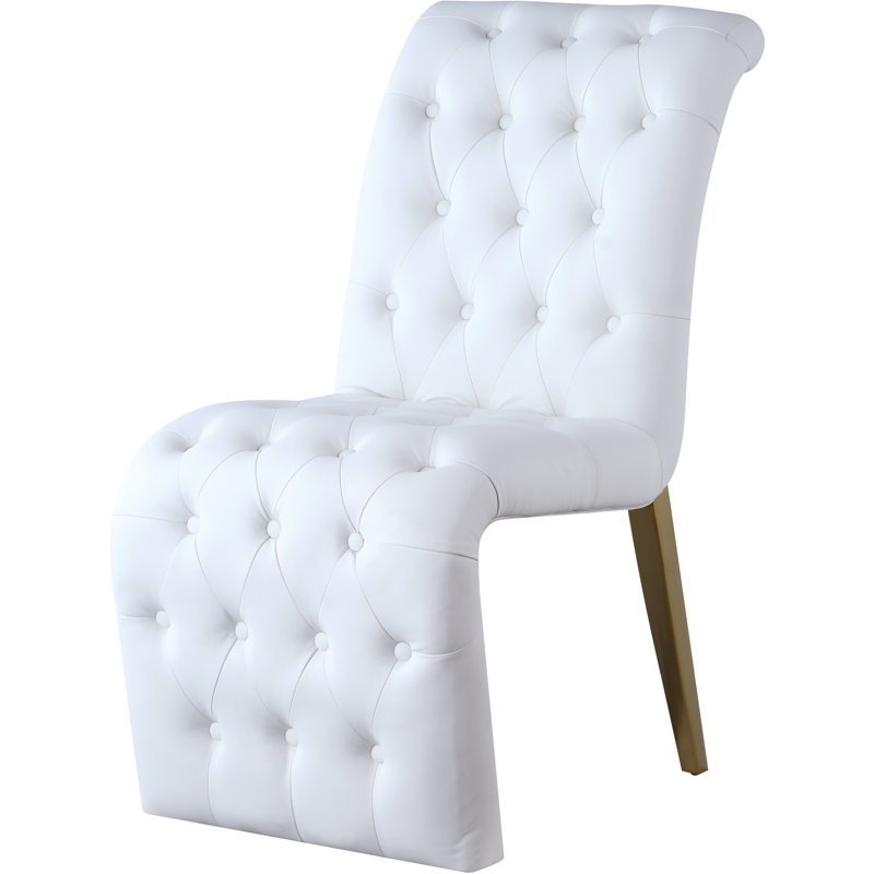 Chaise d'appoint blanche Desroches, Cuir végétalien blanc