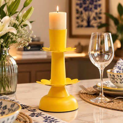  Lotus Bloom Tapered Yellow Candleholder