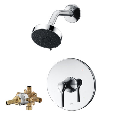 Nita Collection Shower Trim Only: 4" Round Shower Head, Single Handle Set & Rough-in Valve Included - Chrome Polished