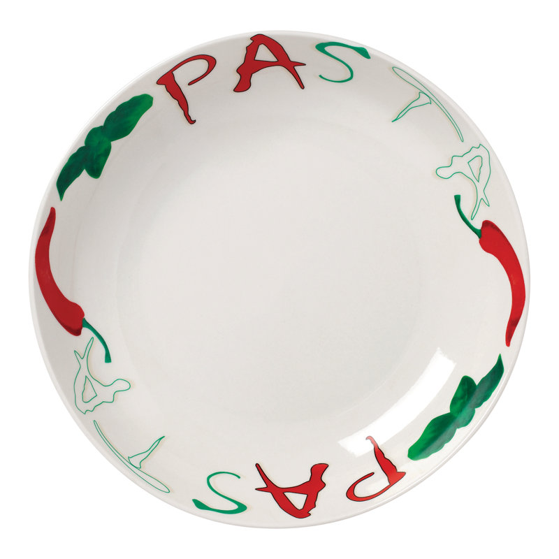 Large Multicolor Ceramic Pasta Serving Bowl Set