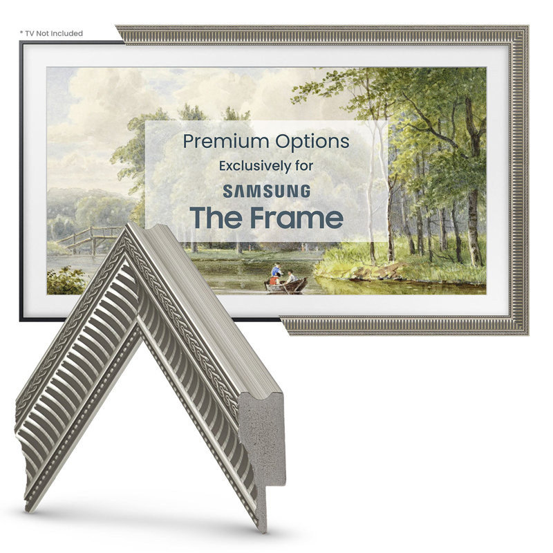 Slim Empire Deco TV Frame for Samsung Frame TV and Frame Pro, 65", Silver