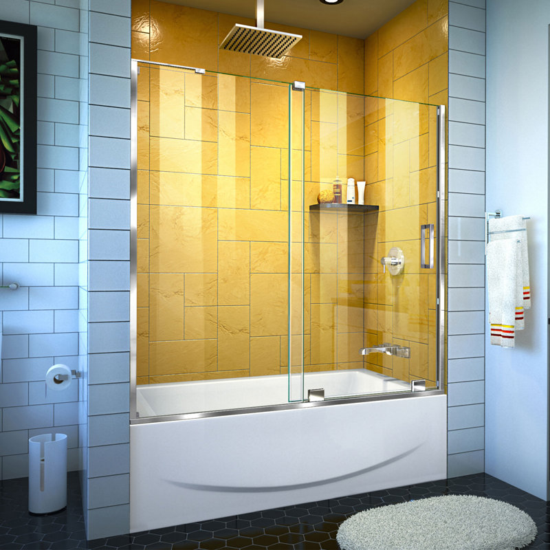 Mirage-Z 56'' W x 58" H Single Sliding Frameless Tub Door with ClearMax™ Technology, Chrome