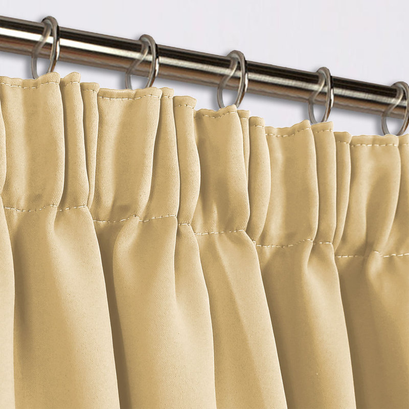 Pencil Pleat Blackout Thermal Panel Curtains , Cream, 168cm Width x 137cm Drop