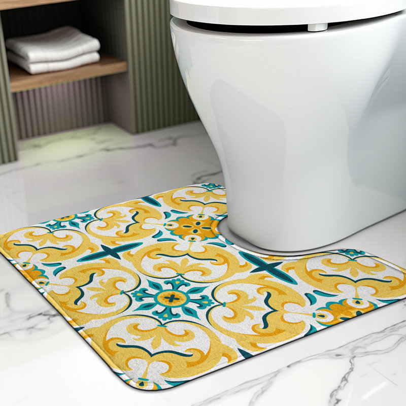 Tapis de salle de bain en forme de U Victorian 20 po Moutarde multicolore
