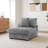 Upholstered Light Gray Faux Rabbit Fur Flannel Armless Chair with Pillow Back, Single Chair Module Part For Sectional Sofa-1643568153