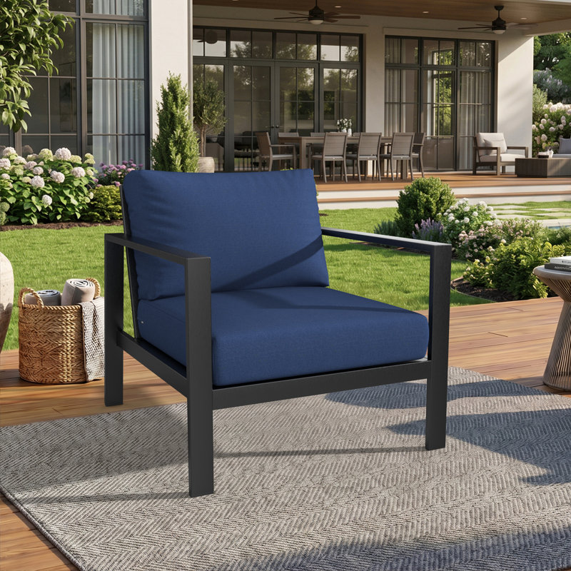 Coussin de siège extérieur Amala Sunbrella®, Tissu marine Sunbrella, L 28,5 po x P 28,5 po