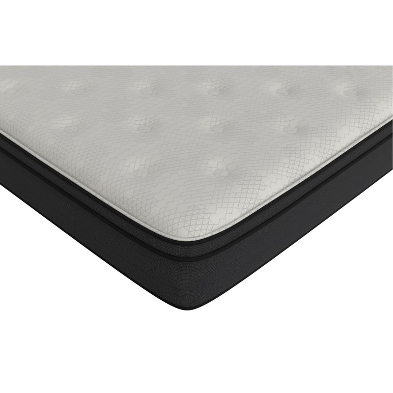 Très grand matelas très grand Euro 12 po - blanc ferme avec housse en tissu noir / noir
