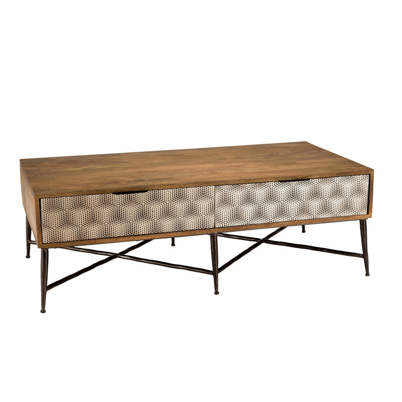 Oikos Solid Wood Cross Legs Coffee Table with Storage