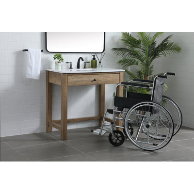 Hudson 36'' Single Bathroom Vanity with Engineered Marble Top