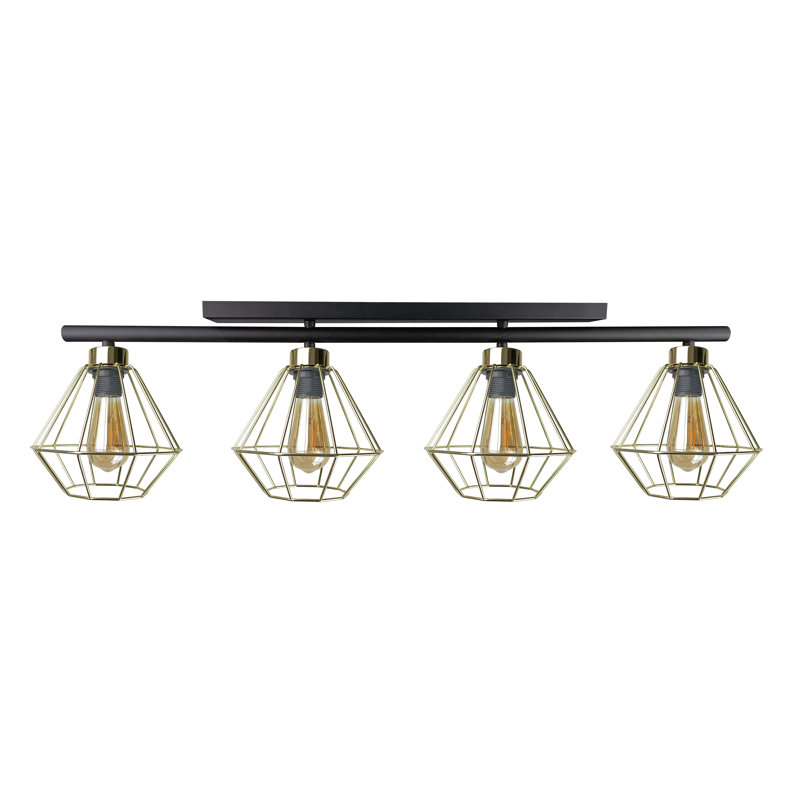 Richboro Flush Mount, Black/Gold, Gold