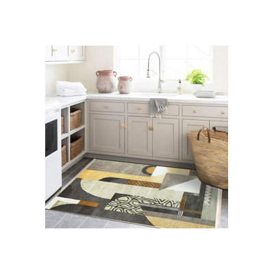 Barcelona Collection Gray Tones Abstract Pattern Modern Decorative Machine Washable Area Rug